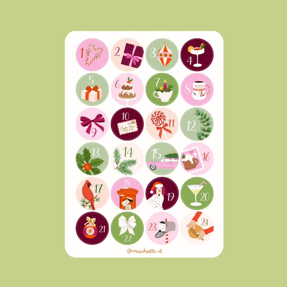 Sticker Sheet - Adventskalender Zahlen