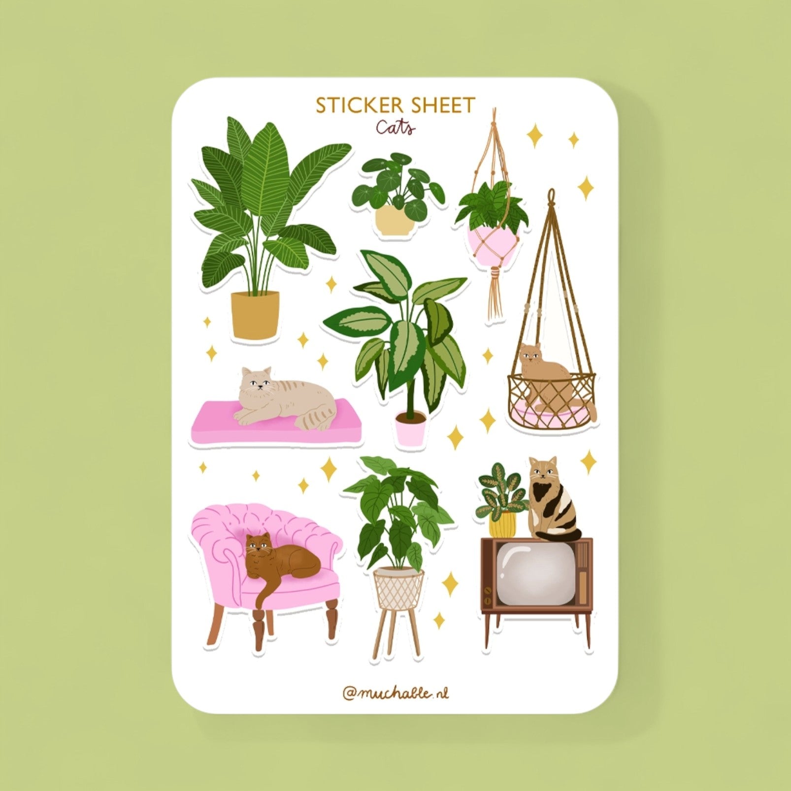 Sticker Sheet - Cats & Plants