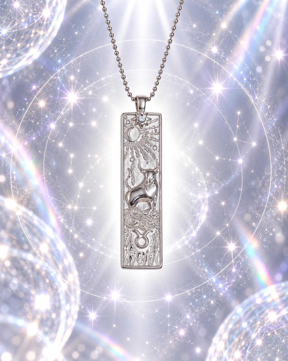 Stier Sternzeichen Kette in Silber mit kunstvollem Zodiac Anhänger von ANNURAH
