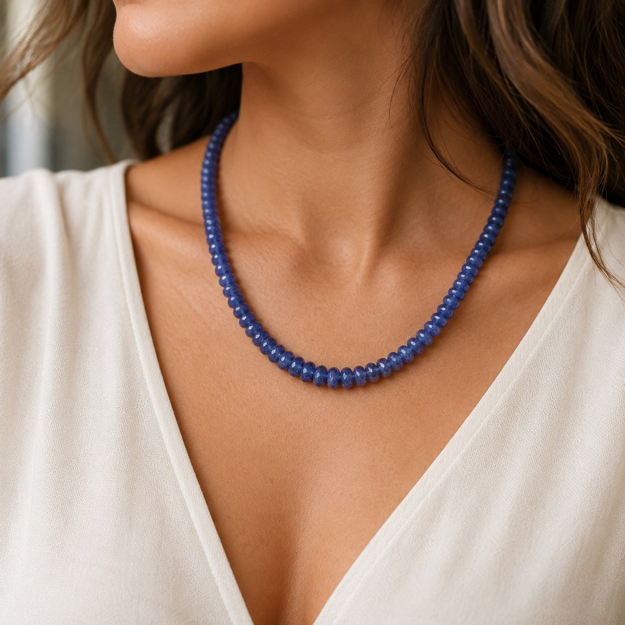 Tansanit Statement Kette – facettiert