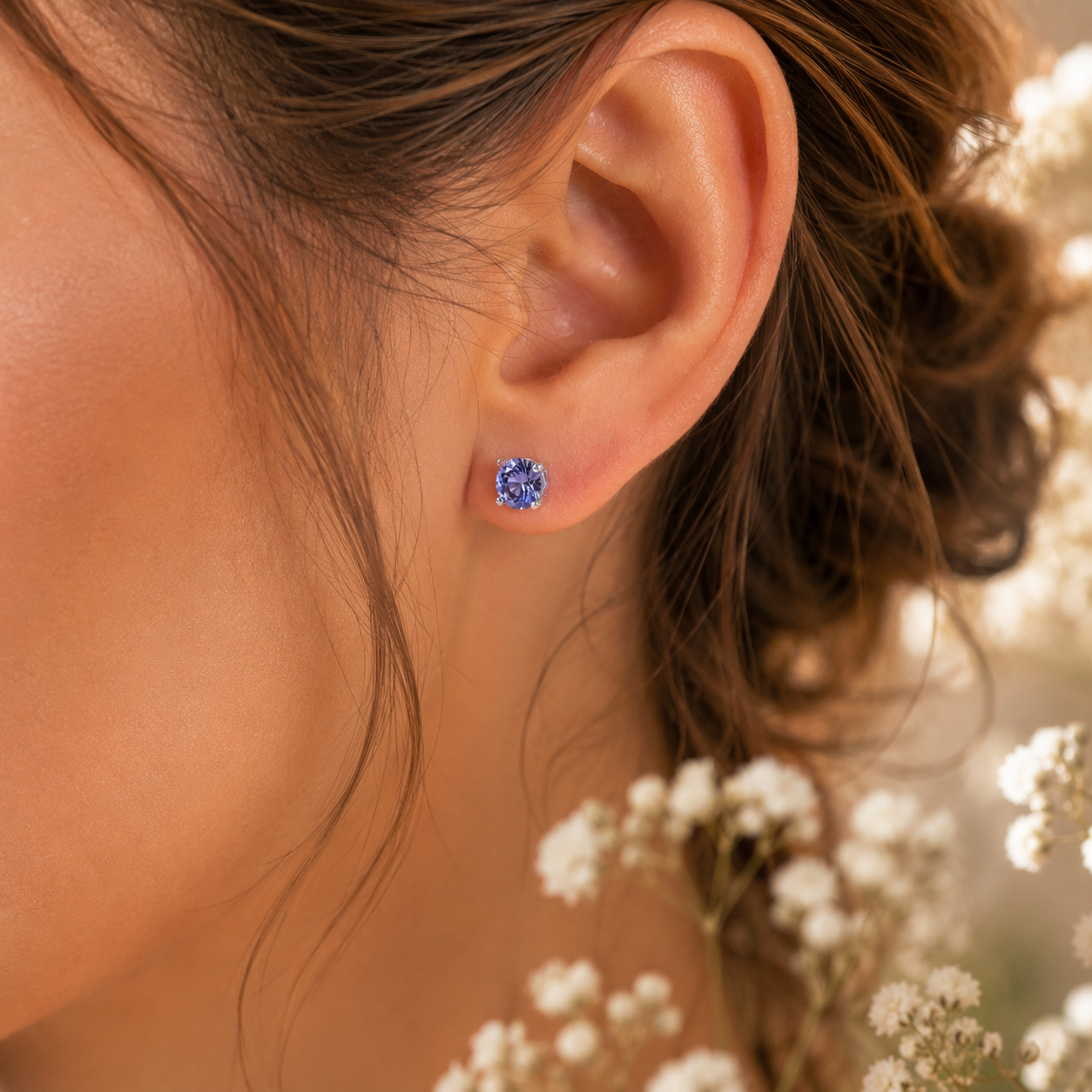 Tansanit Ohrstecker aus 925 Sterling Silber – Elegante Schönheit
