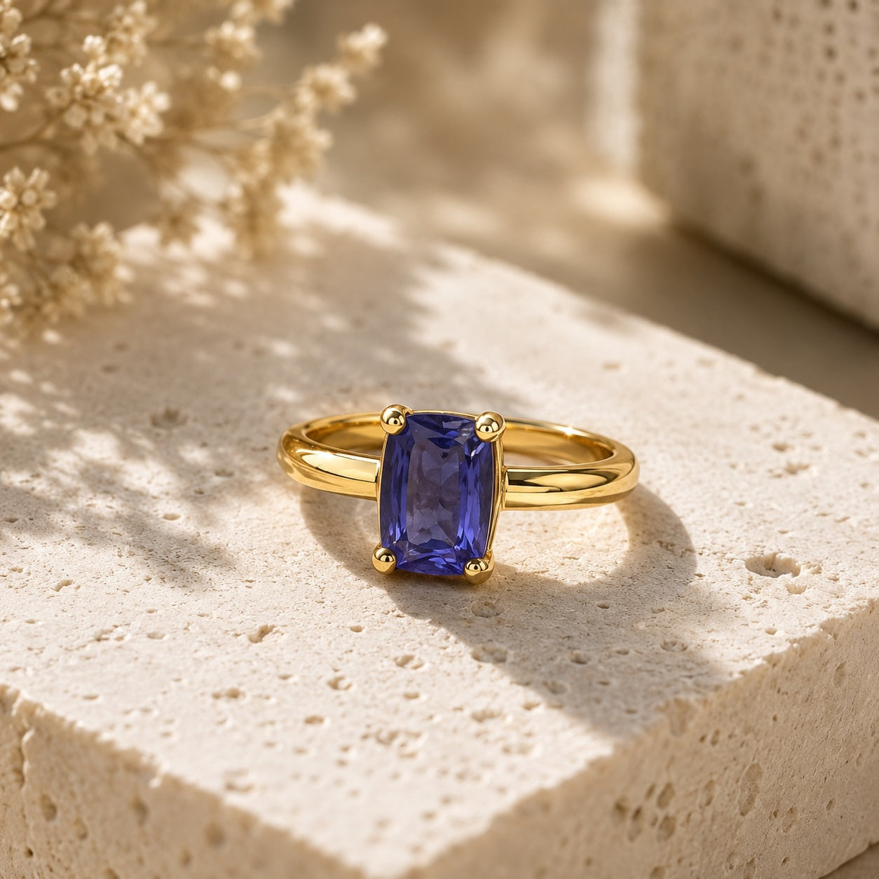 Tansanit Ring aus 925 Sterling Silber vergoldet | Größe 60