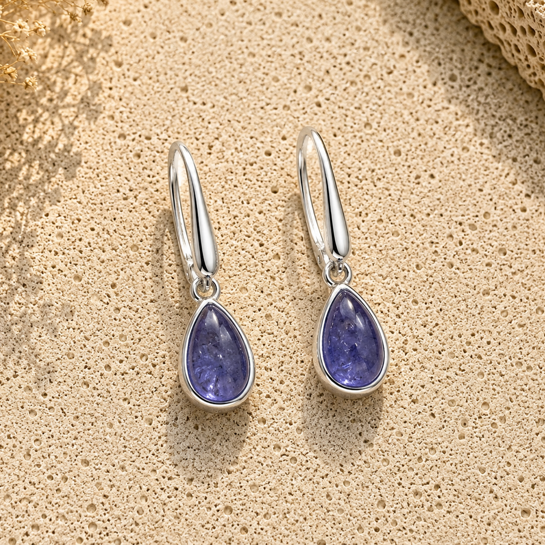 Tansanit Tropfen Ohrringe 925 Silber