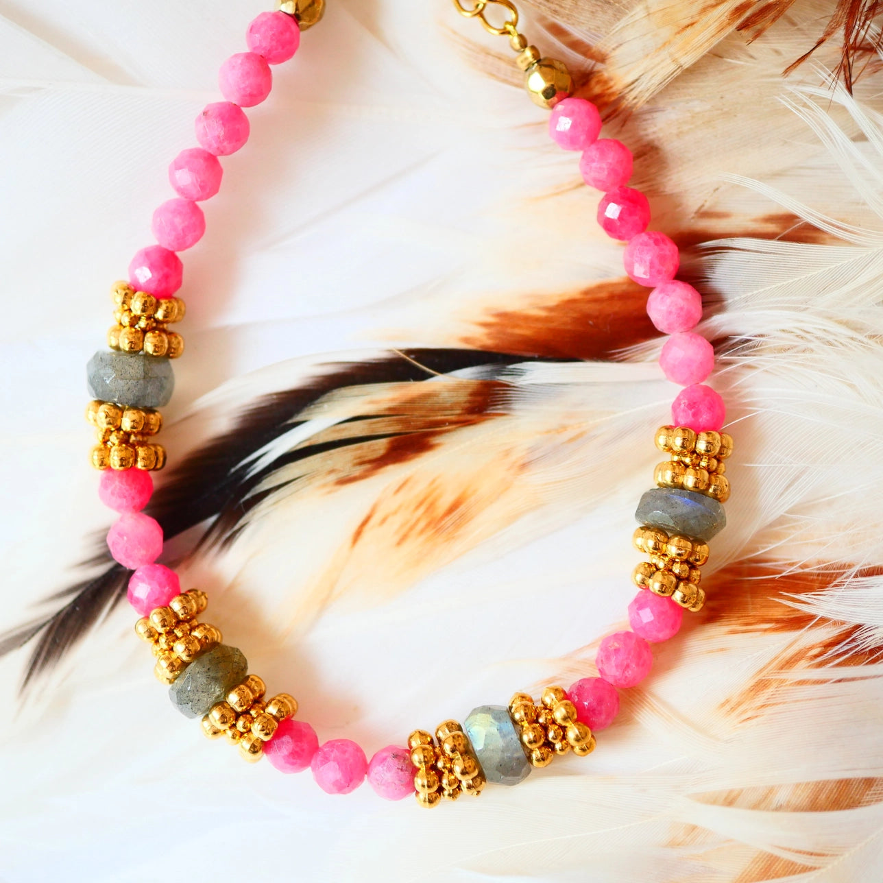 Taranga Armband – Rhodonit & Labradorit