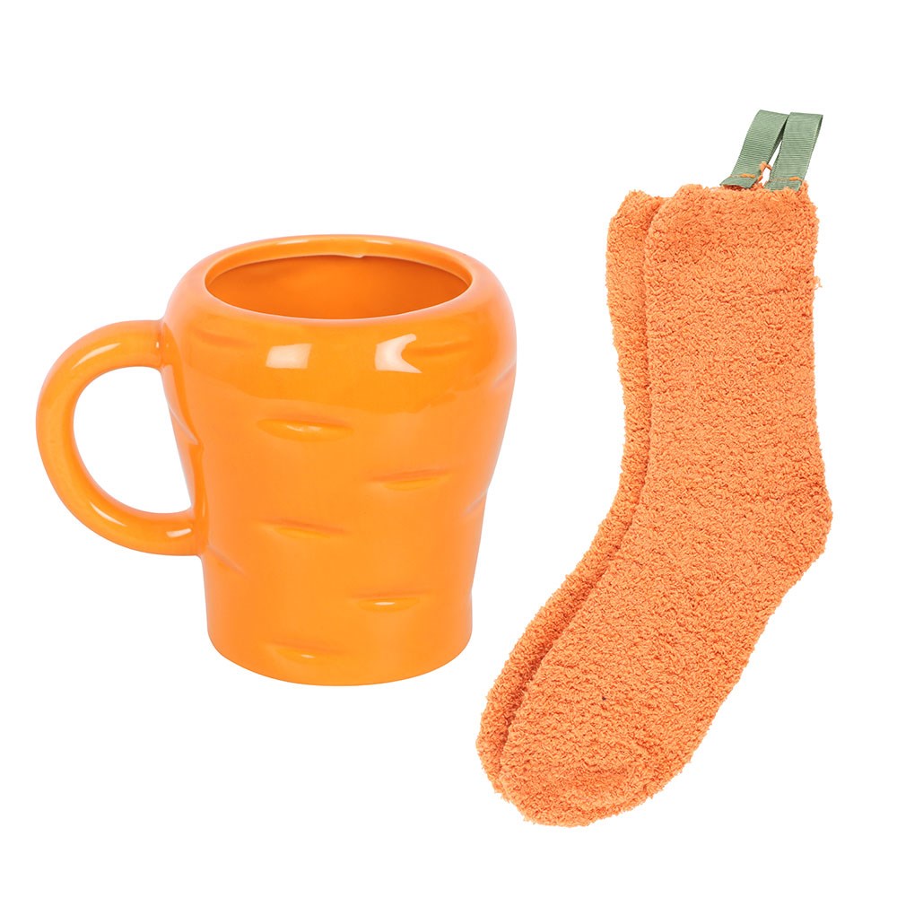 Karotten Tasse mit Kuschelsocken – Geschenkset 400 ml