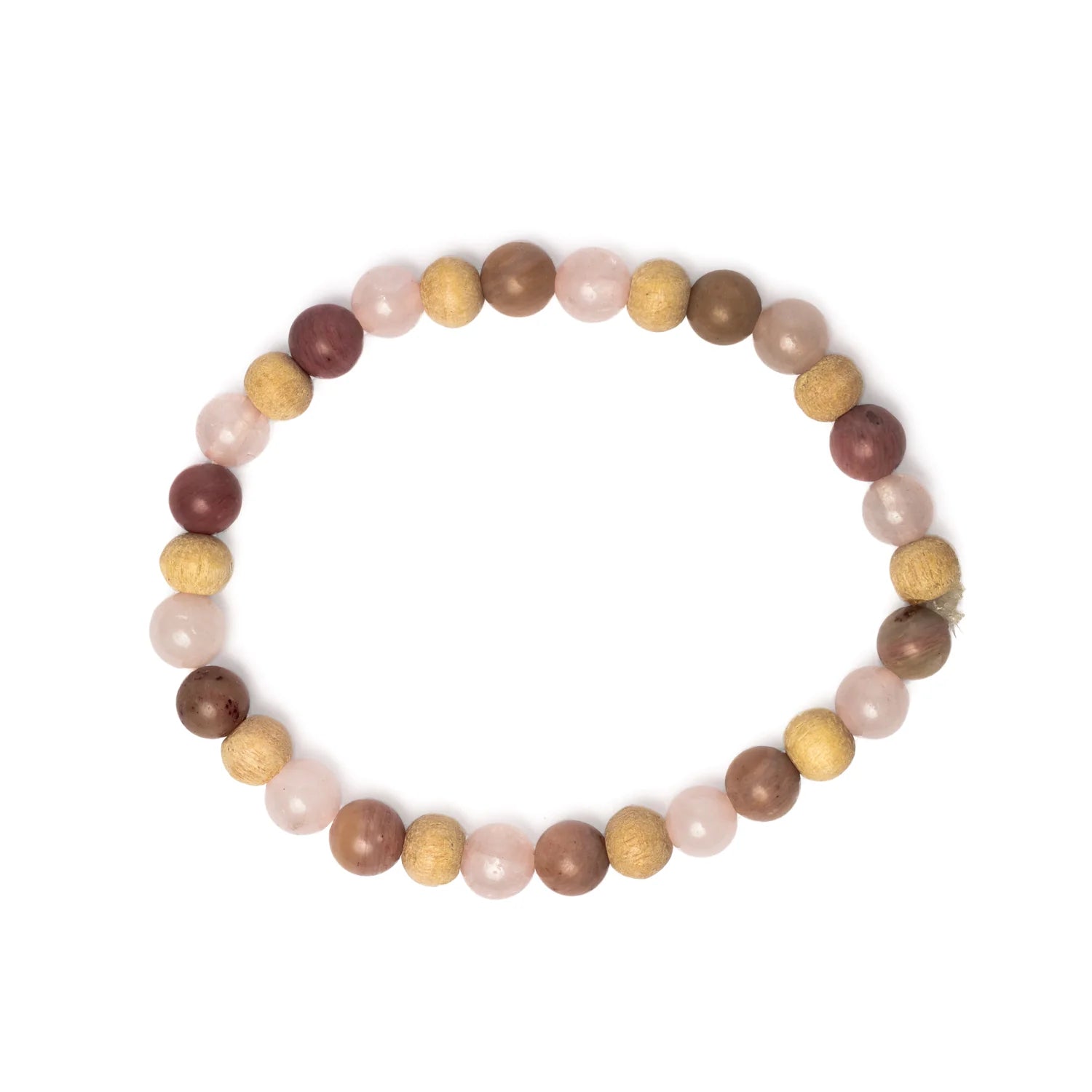 Armband Thulit, Rosenquarz & Tulsi – Elastisch 6 mm
