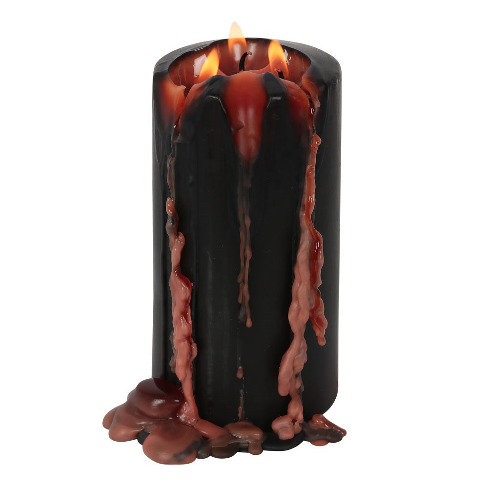 Stumpenkerze „Vampir-Tränen“ Gothic-Kerze mit rotem Wachseffekt