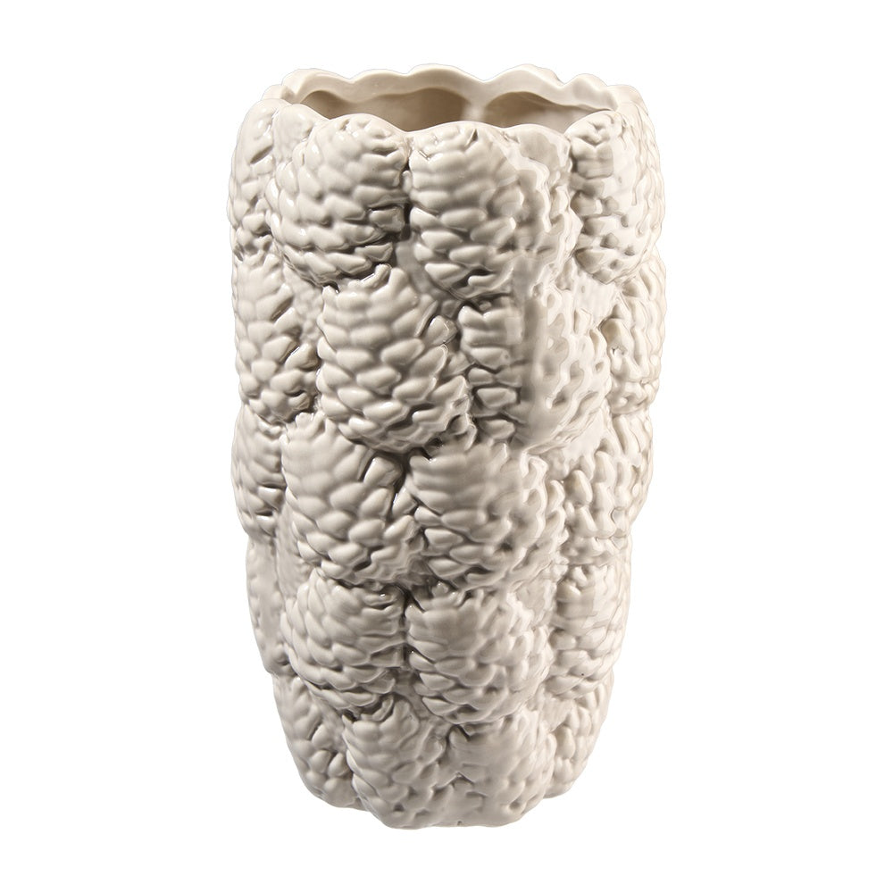 Keramikvase Grau mit Zapfen-Design