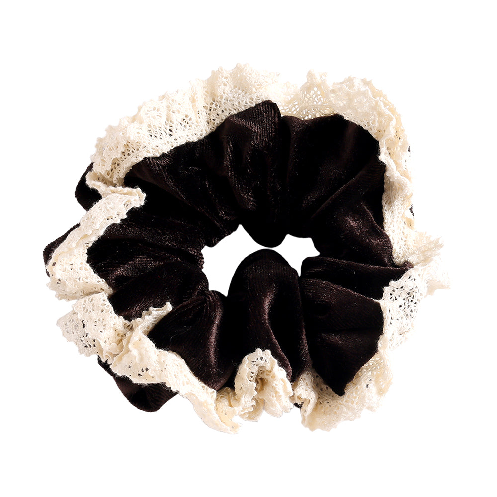Velvet Lace Scrunchie - Espresso