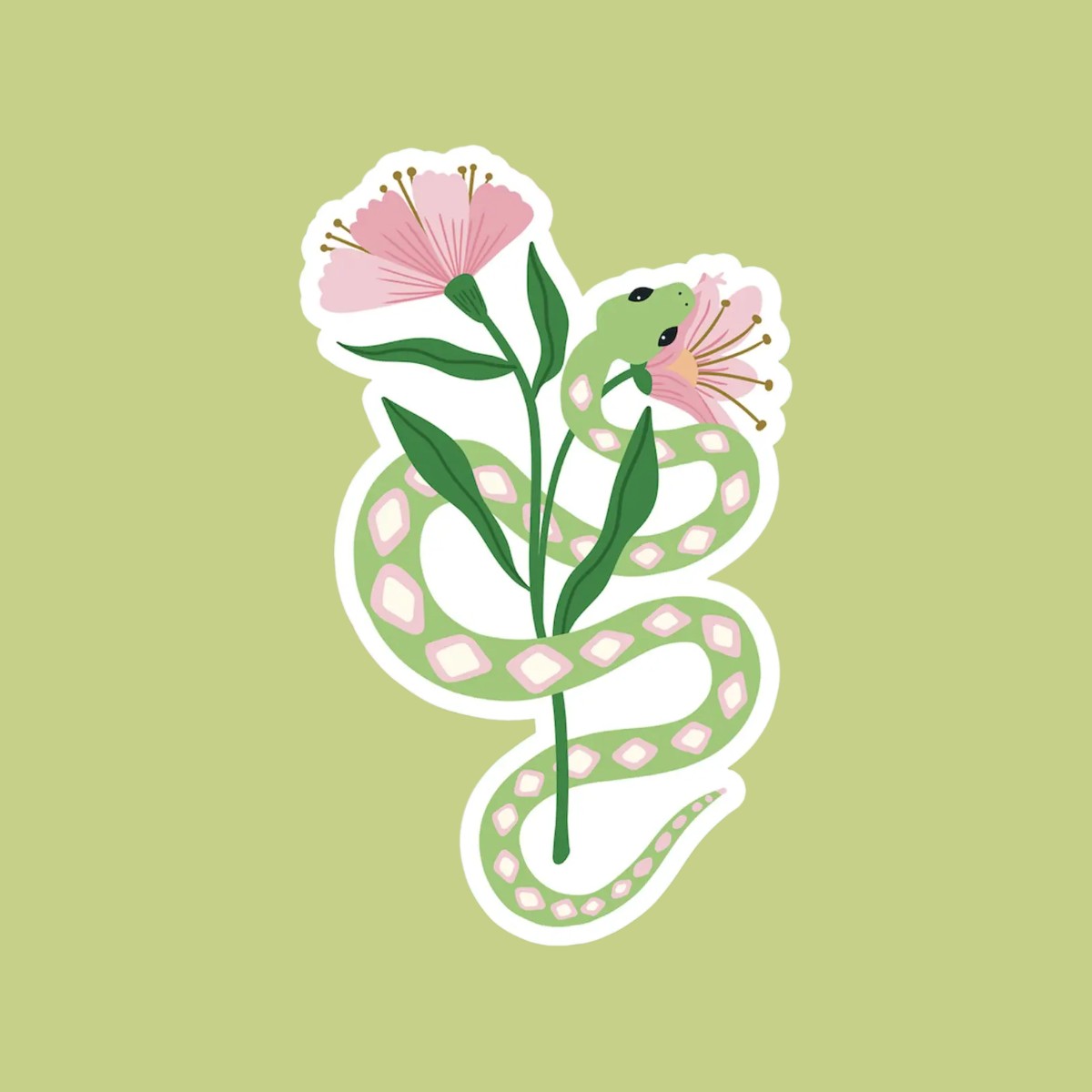 Vinyl Sticker - Schlange mit Blume