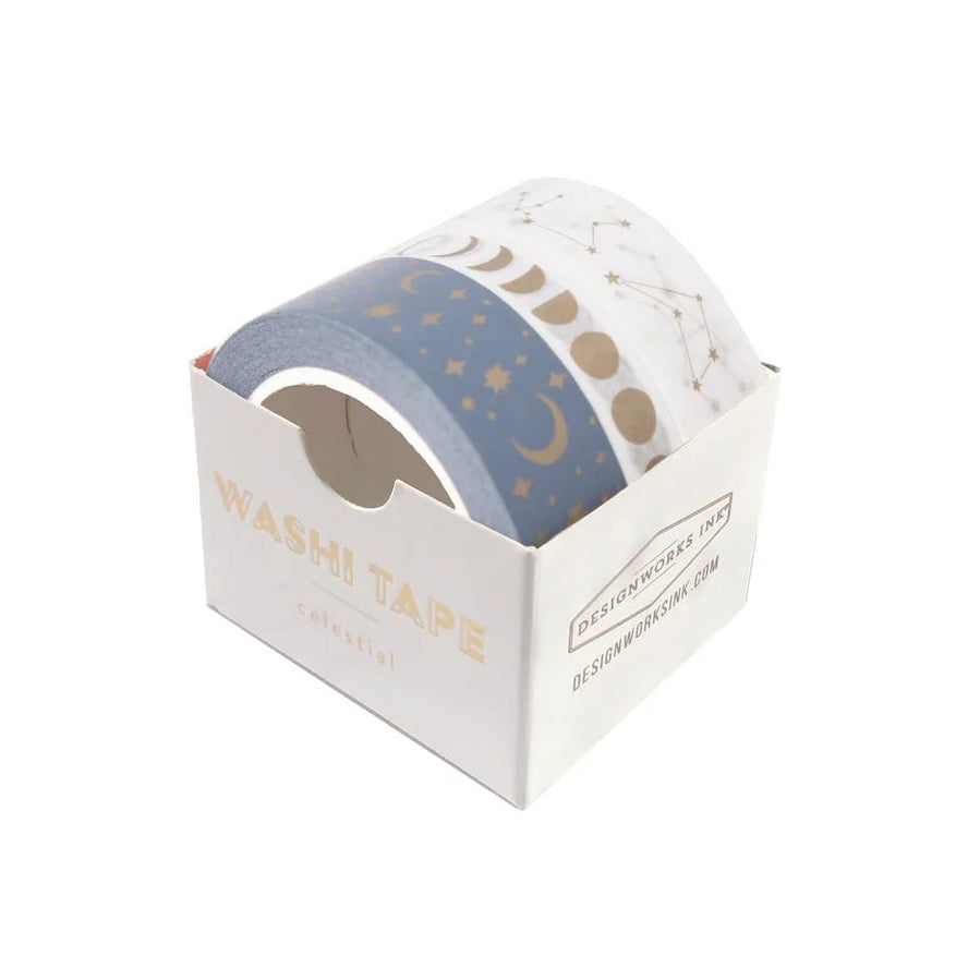 Washi Tape Set „Celestial“ – 3er Set mit Sternen & Mondphasen