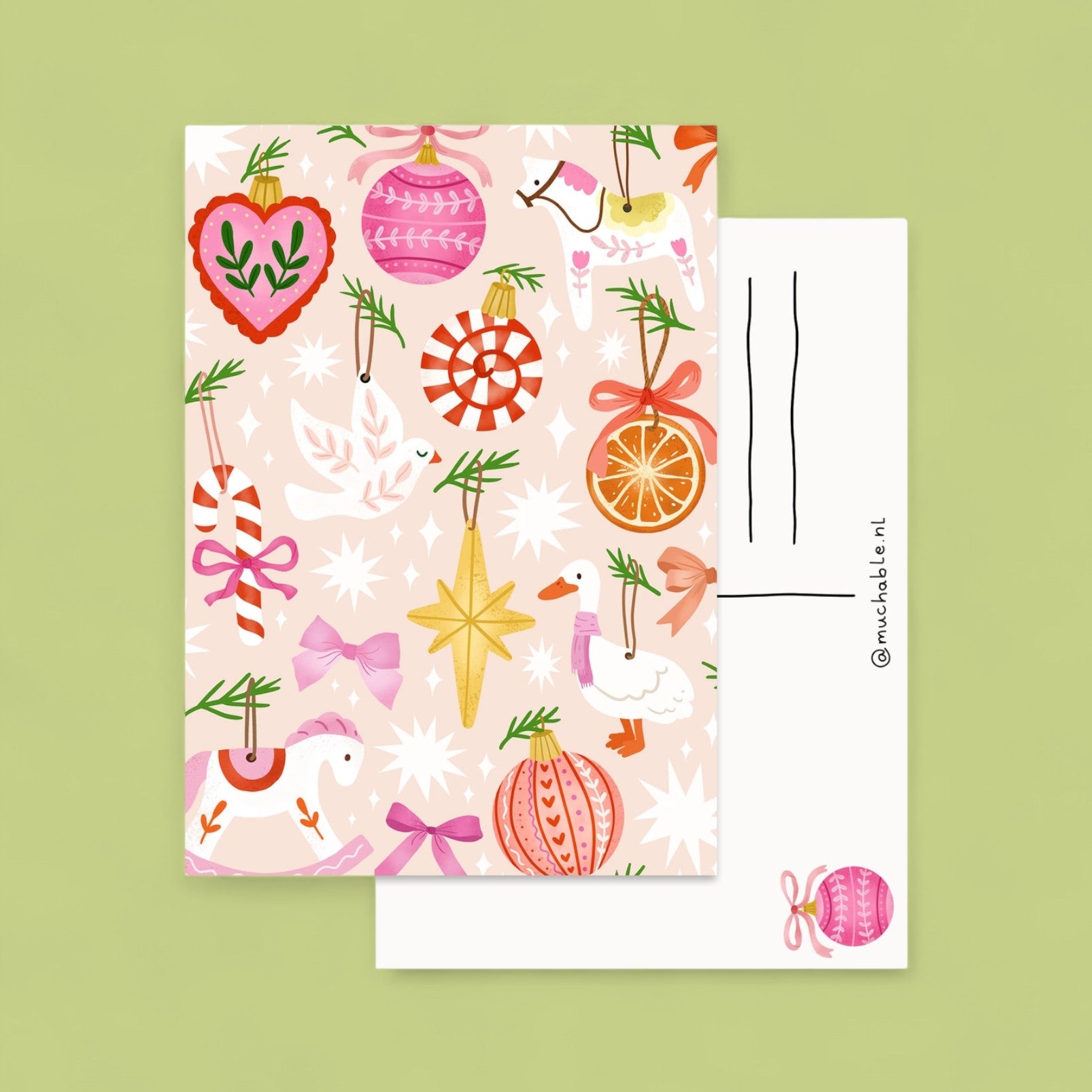 Postkarte - Weihnachtliche Ornamente
