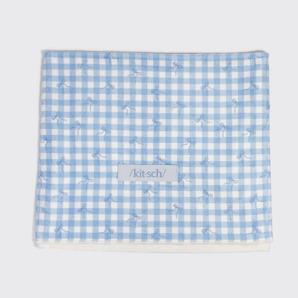 Kitsch Quick Dry Hair Towel Wrap – XL Mikrofaser-Haarturban | Gingham Bow Blue
