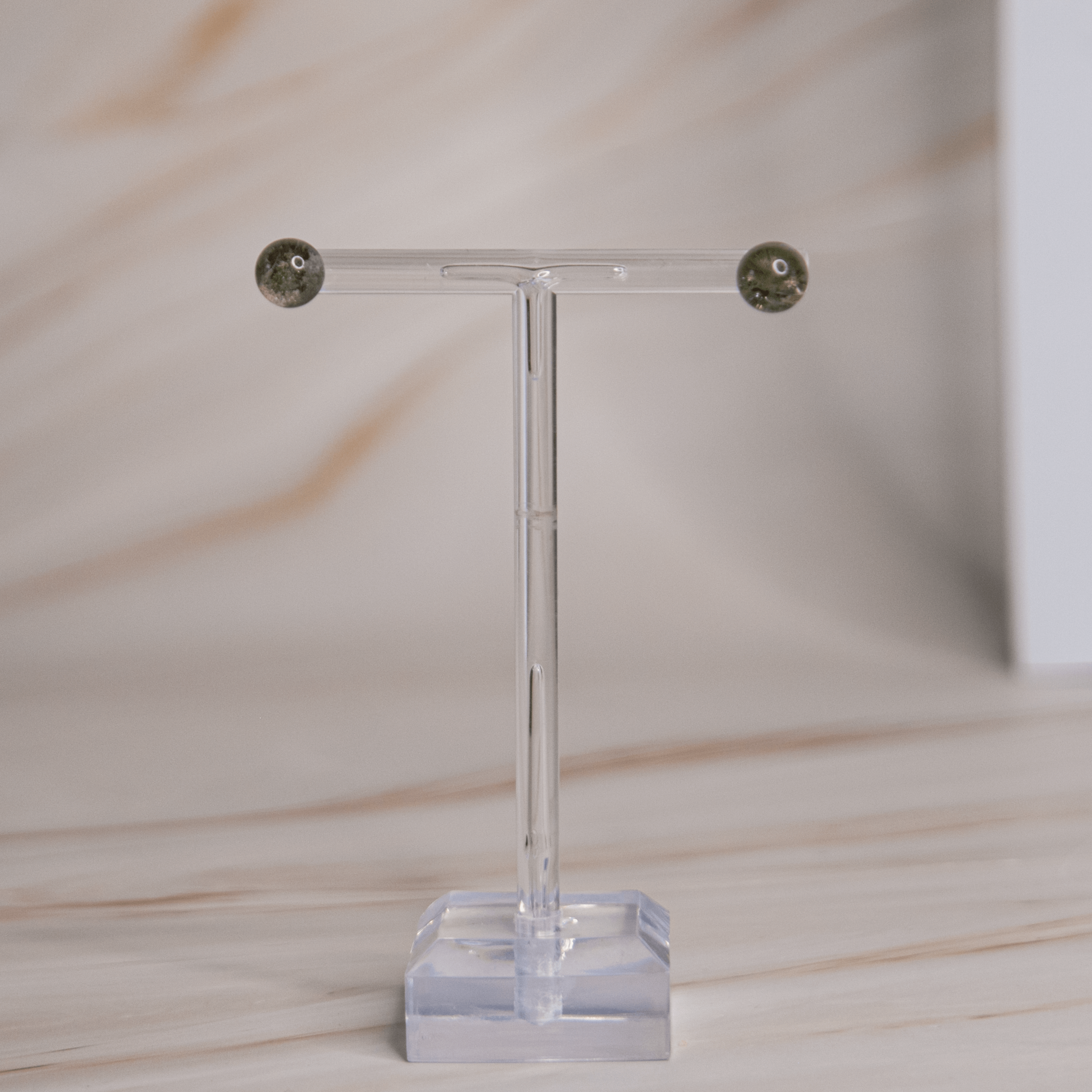 Gartenquarz Garten Quarz Ohrringe Ohrstecker Innenleben Phantom grün durchsichtig