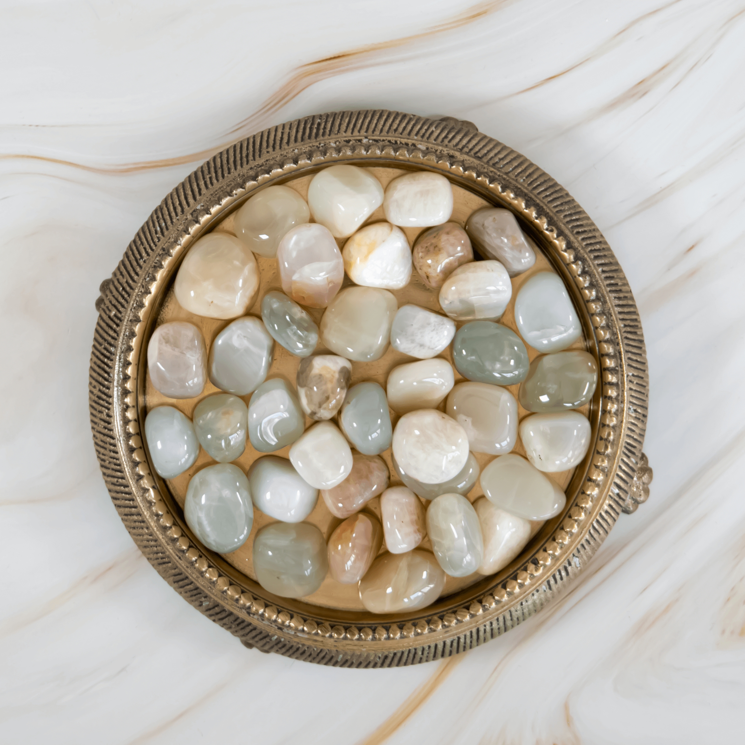 Mondstein Trommelstein Heilstein Edelstein Kristall steht für weibliche Energie Onlineshop Deutschland Annurah