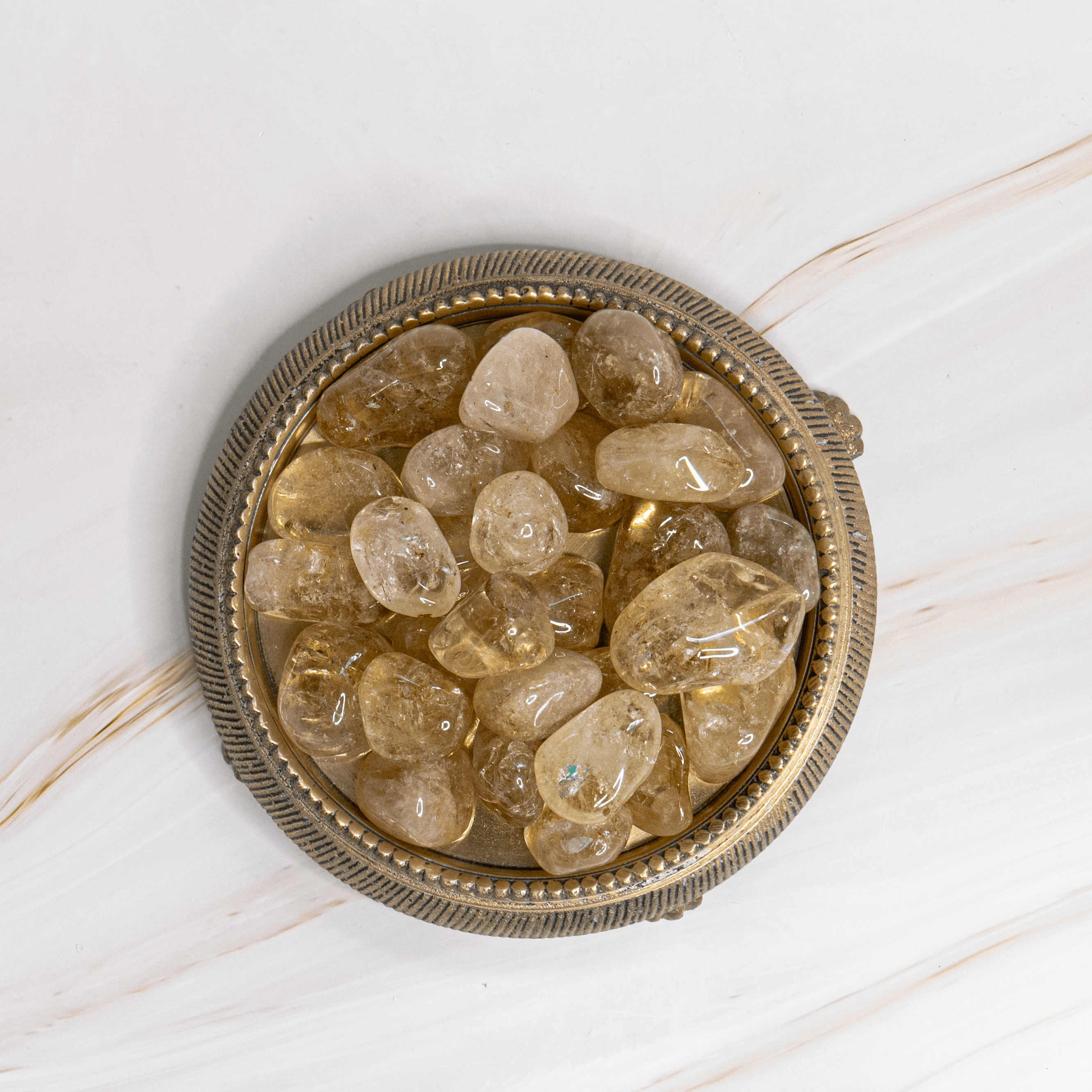 Natur Citrin Trommelstein Edelstein steht für Produktivität Erfolg Wohlstand Glück Kreativität Spiritualität Chakra Solarplexus Onlineshop Deutschland Annurah