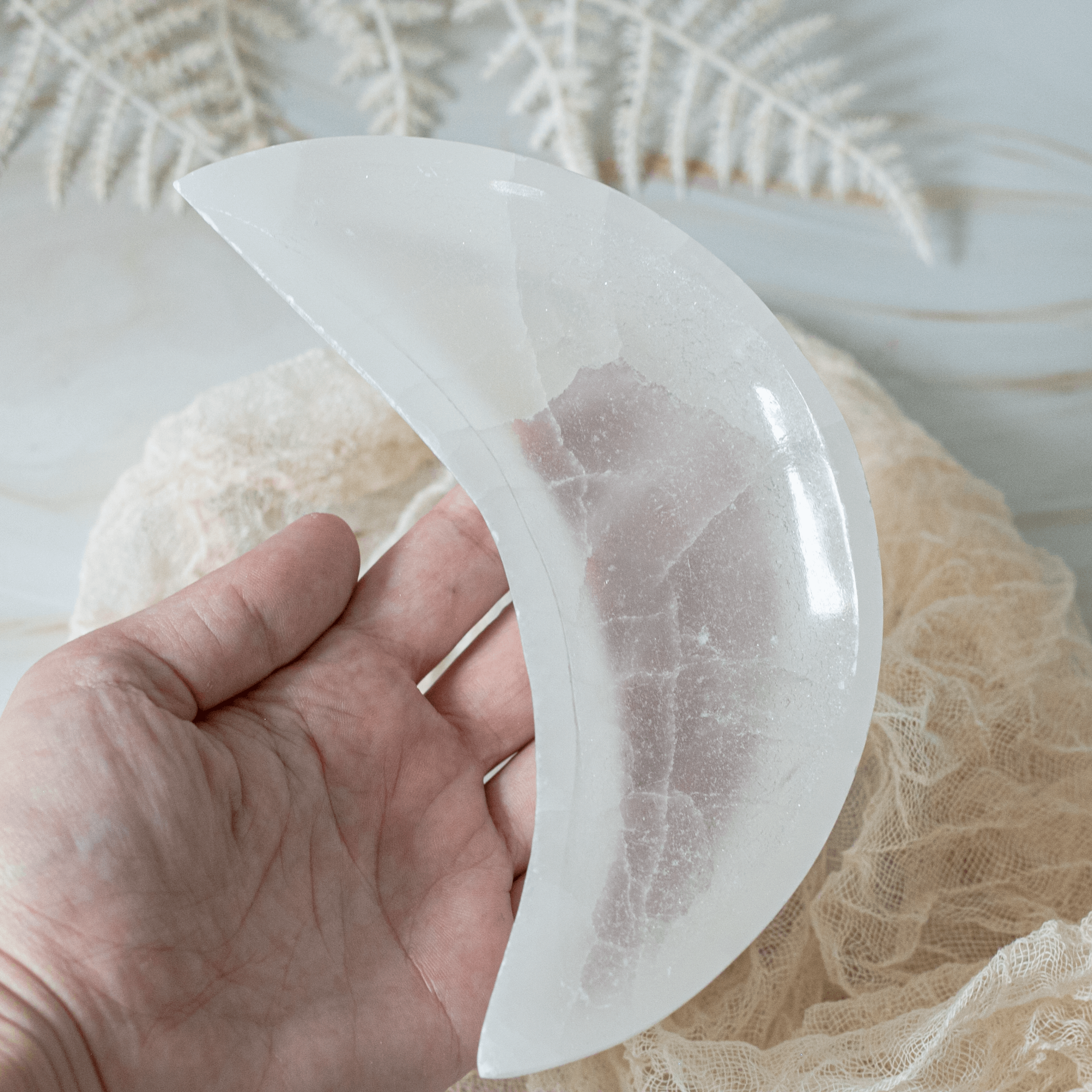 Selenit Kristall Schale Mond