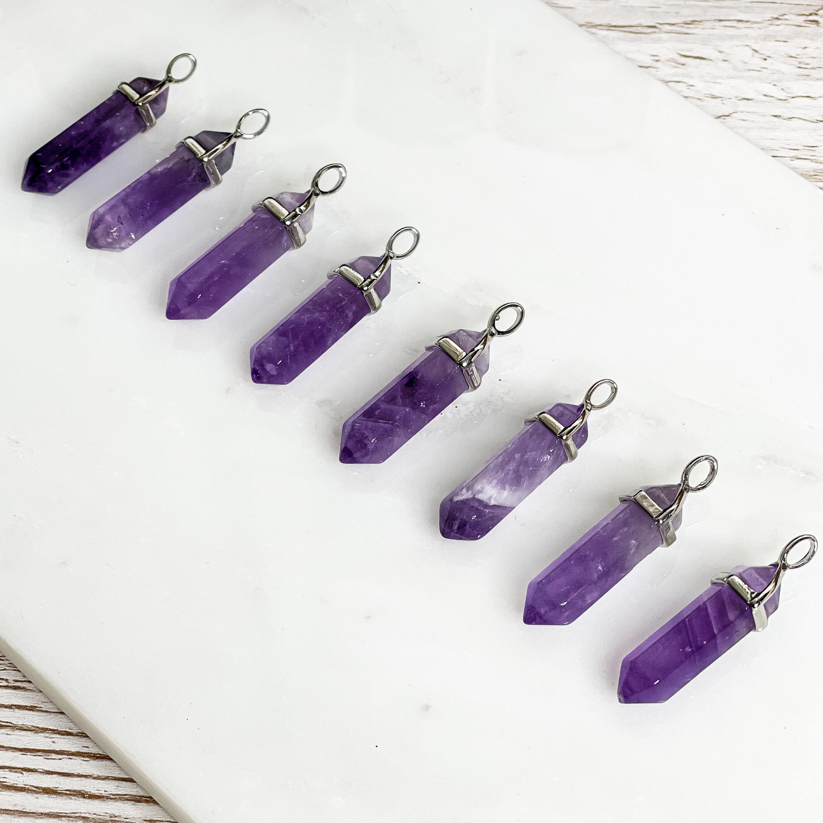 Amethyst Edelstein Anhänger Spitze Silber