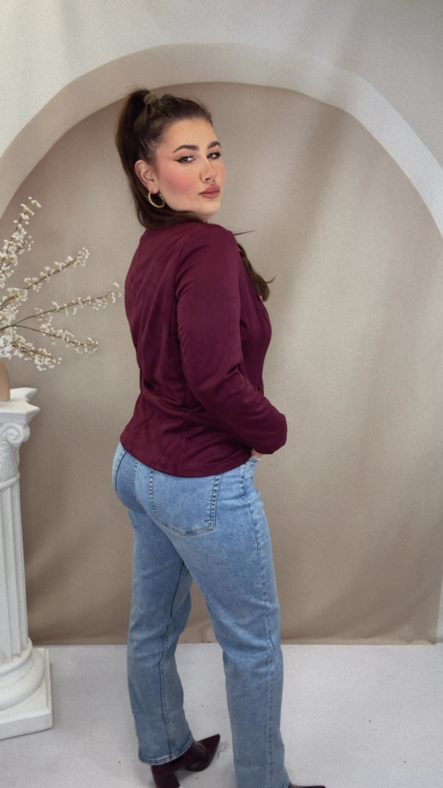 Velour Blazer - Dark Cherry