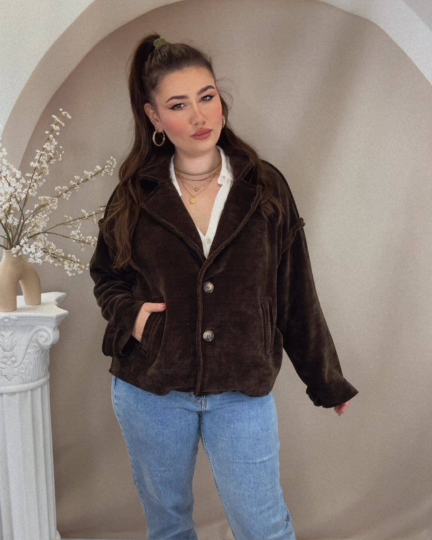 Cozy Cord Jacke - Espresso