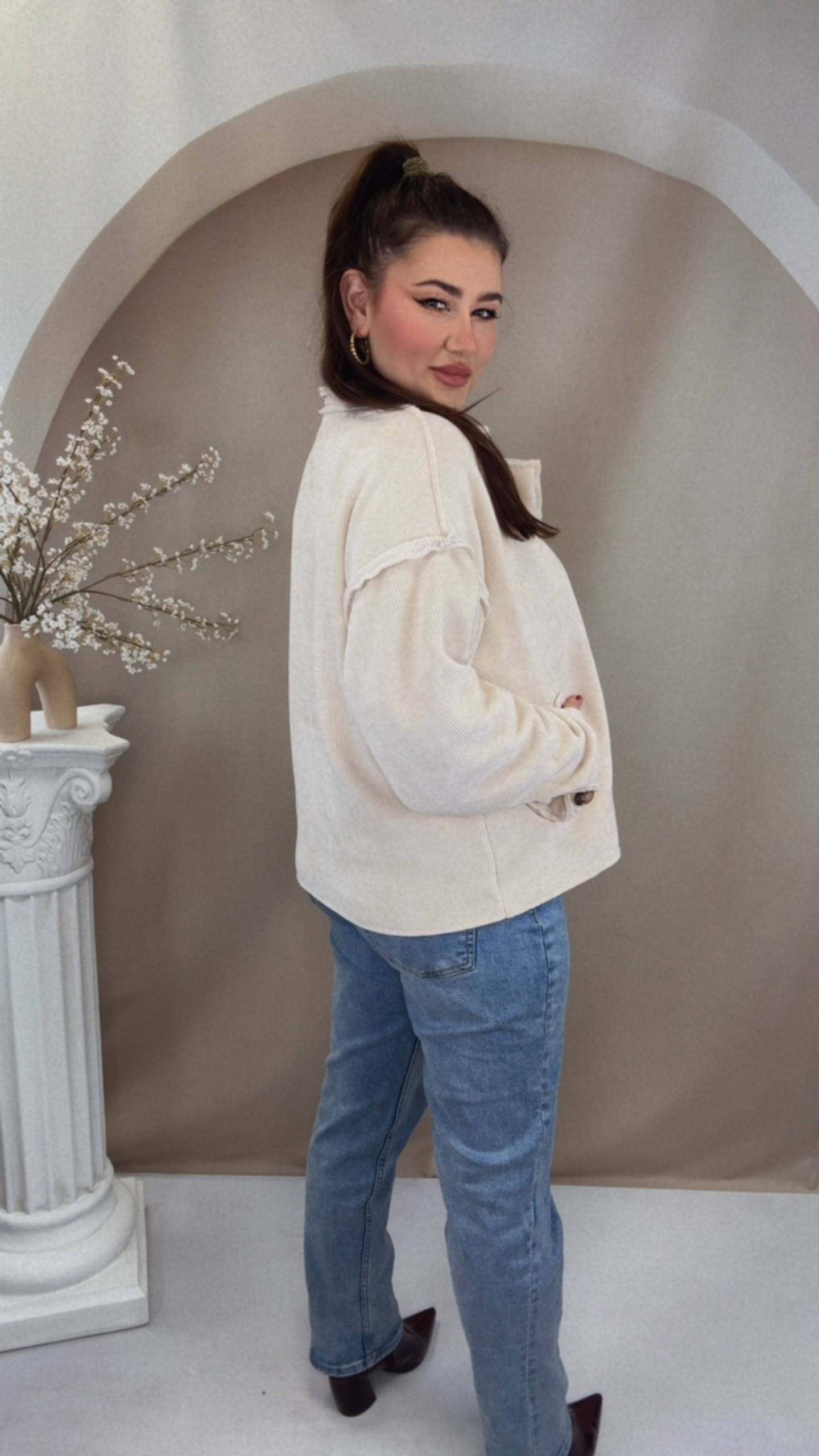 Cozy Cord Jacke - Creme