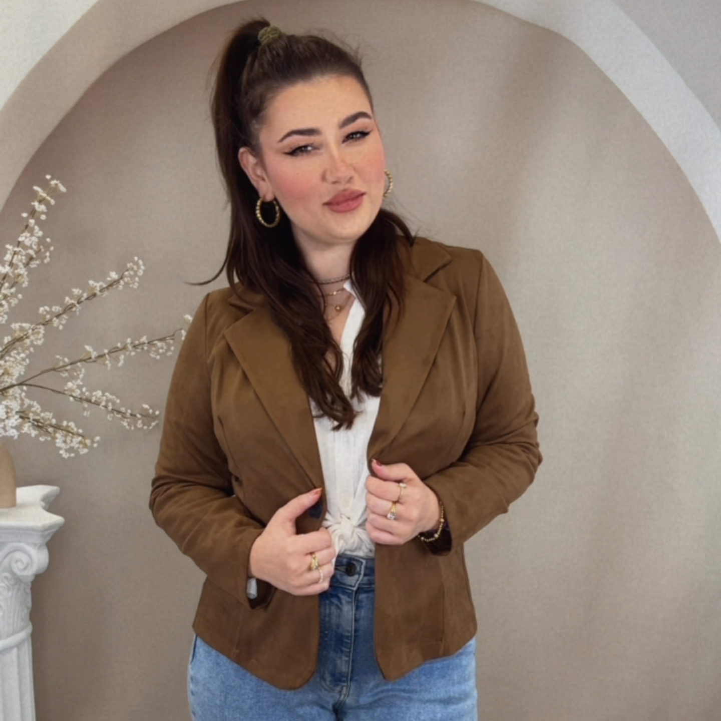 Velour Blazer - Chocolate