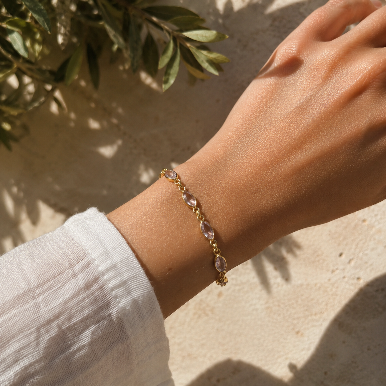 Vergoldetes Amethyst Armband aus 925 Sterling Silber
