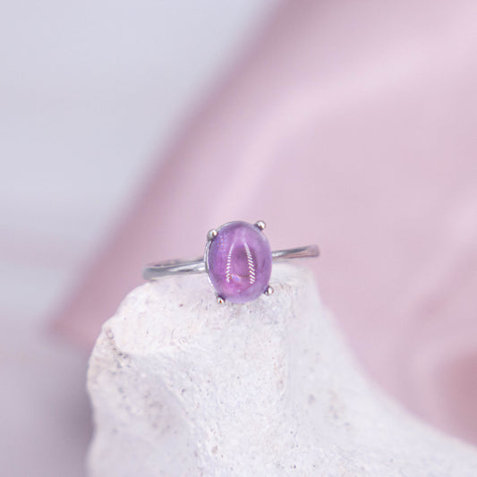 Amethyst Silber Ring Oval Lila Violett Flash Schmuck Accessoires Kristall Heilstein Edelstein Schutzstein Annurah deutscher Onlineshop