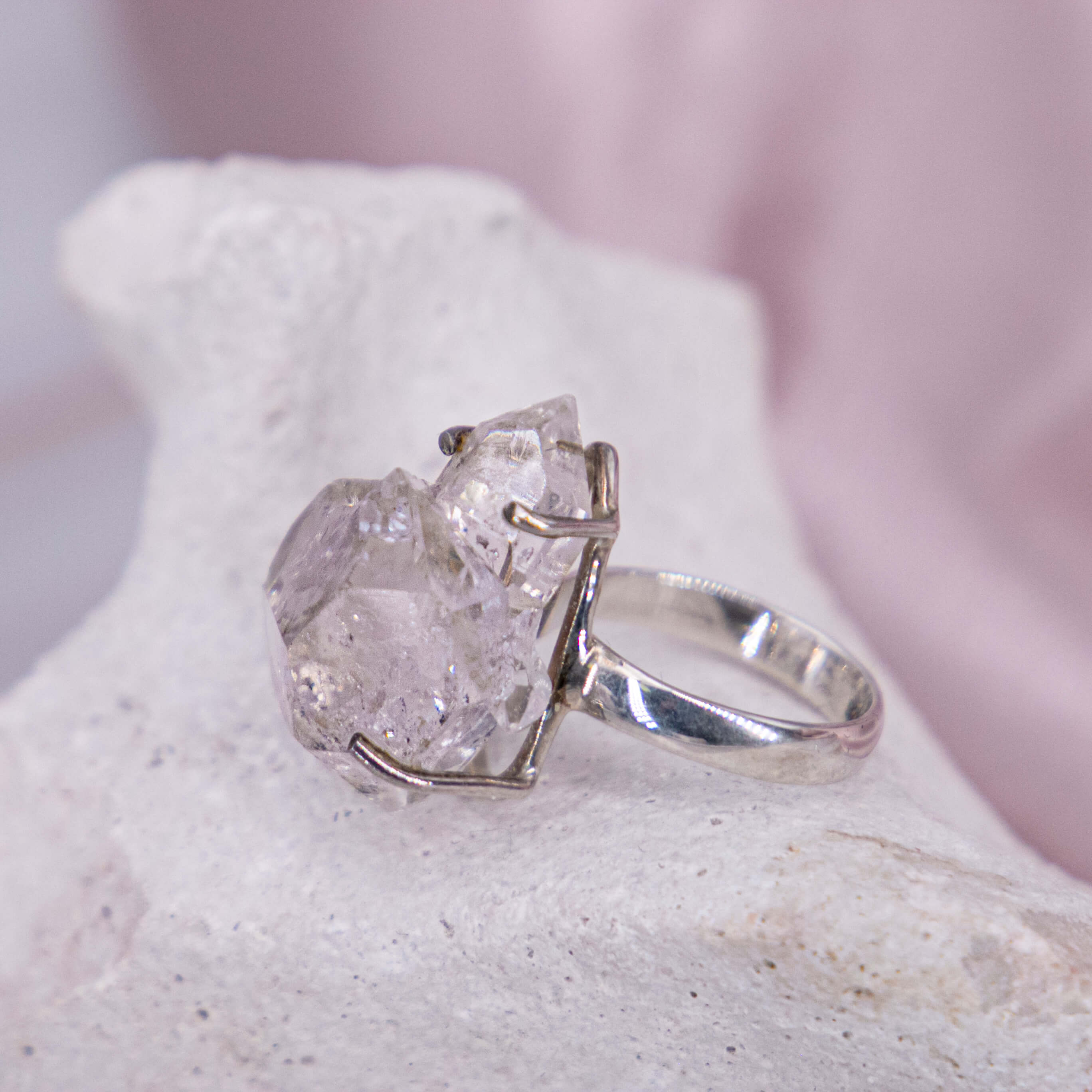 Herkimer Diamant Ring 925 Silber Krappen Einzelstück Verlobung Prinzessin durchsichtig Flash Regenbogen New York Annurah deutscher Onlineshop