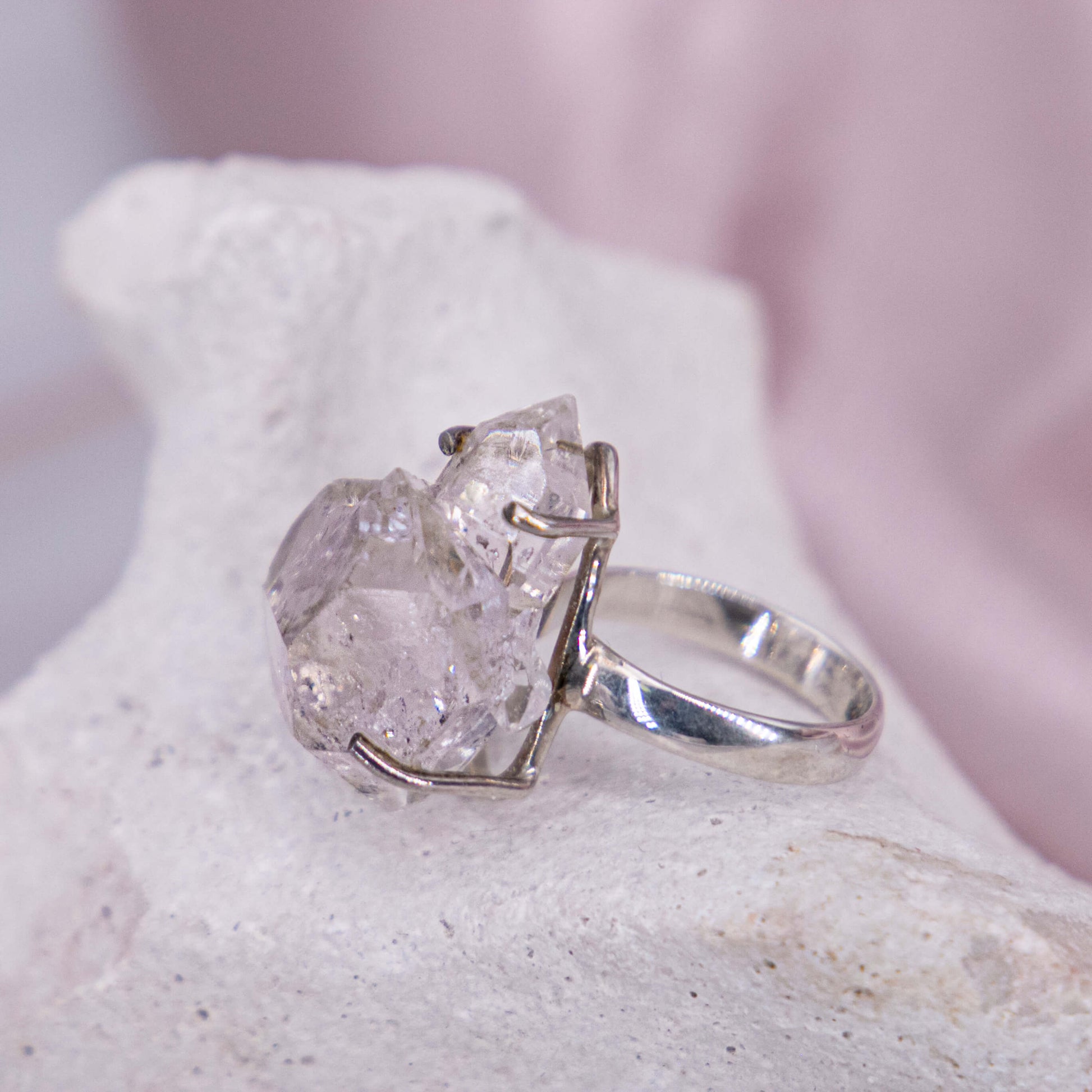 Herkimer Diamant Ring 925 Silber Krappen Einzelstück Verlobung Prinzessin durchsichtig Flash Regenbogen New York Annurah deutscher Onlineshop