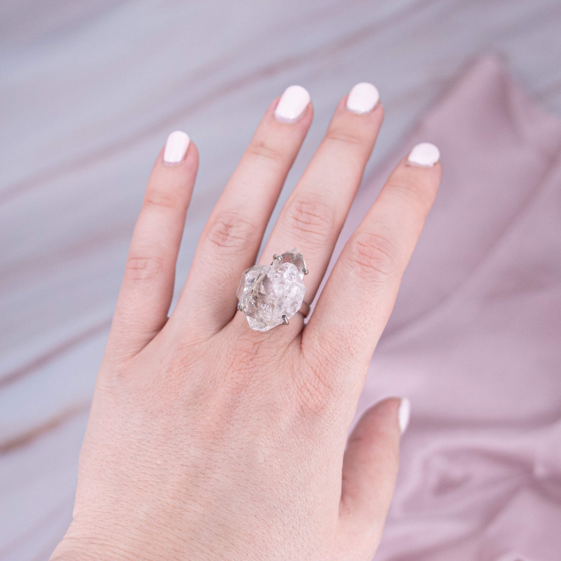 Herkimer Diamant Ring 925 Silber Krappen Einzelstück Verlobung Prinzessin durchsichtig Flash Regenbogen New York Annurah deutscher Onlineshop Kristalle Edelsteine Heilsteine