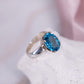 elegant minimalistisch Kristallschmuck Kristallring Ring Silber Annurah deutscher Onlineshop Oval rund Größe Einzelstück Topas Blue Blau dunkelblau London Blue Schliff