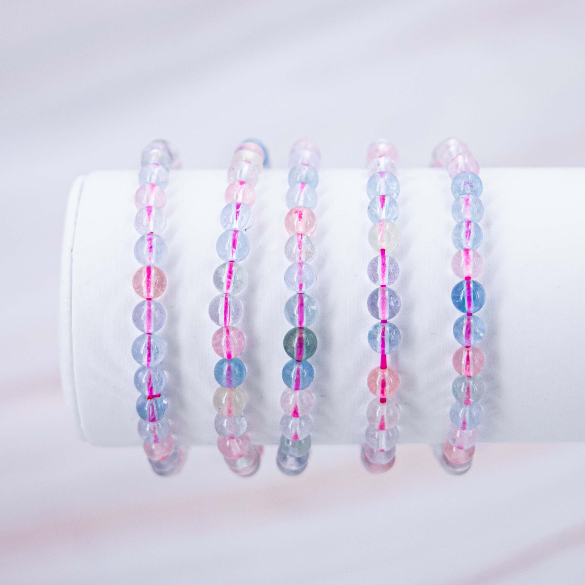 Armband Perlen Perlenarmband Stretch Stretcharmband Kugelarmband Kugel Kristalle Edelsteine Heilsteine Schutzsteine Annurah deutscher Onlineshop 4 6 8 mm Perlen Morganit rosa Liebe Selbstliebe pink blau 
