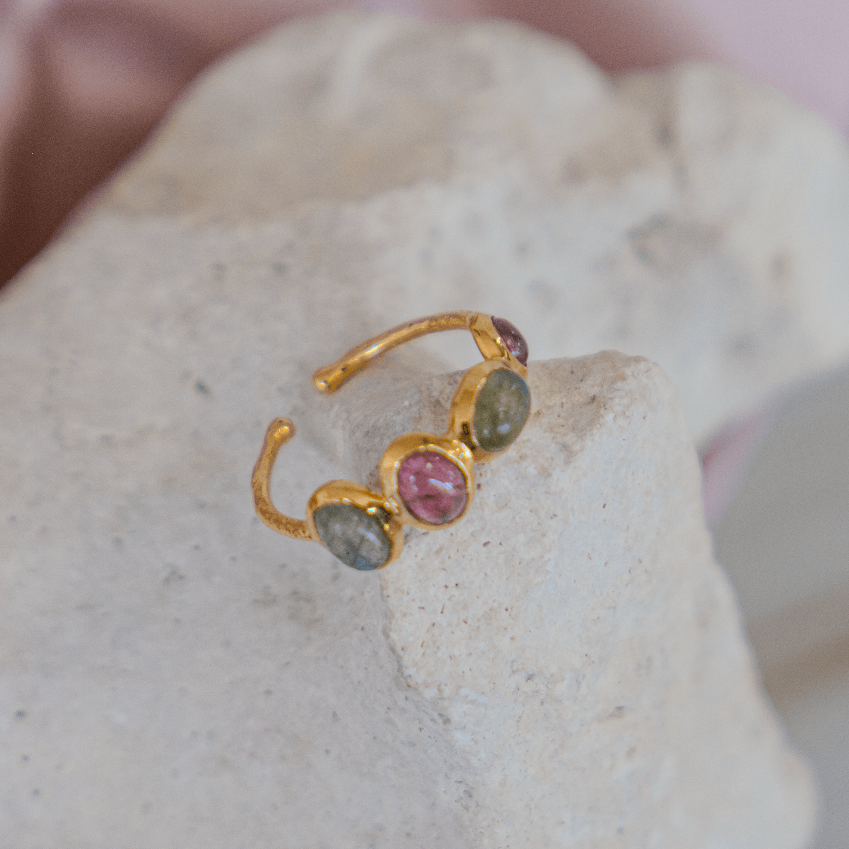 Pinker Turmalin & Labradorit Ring