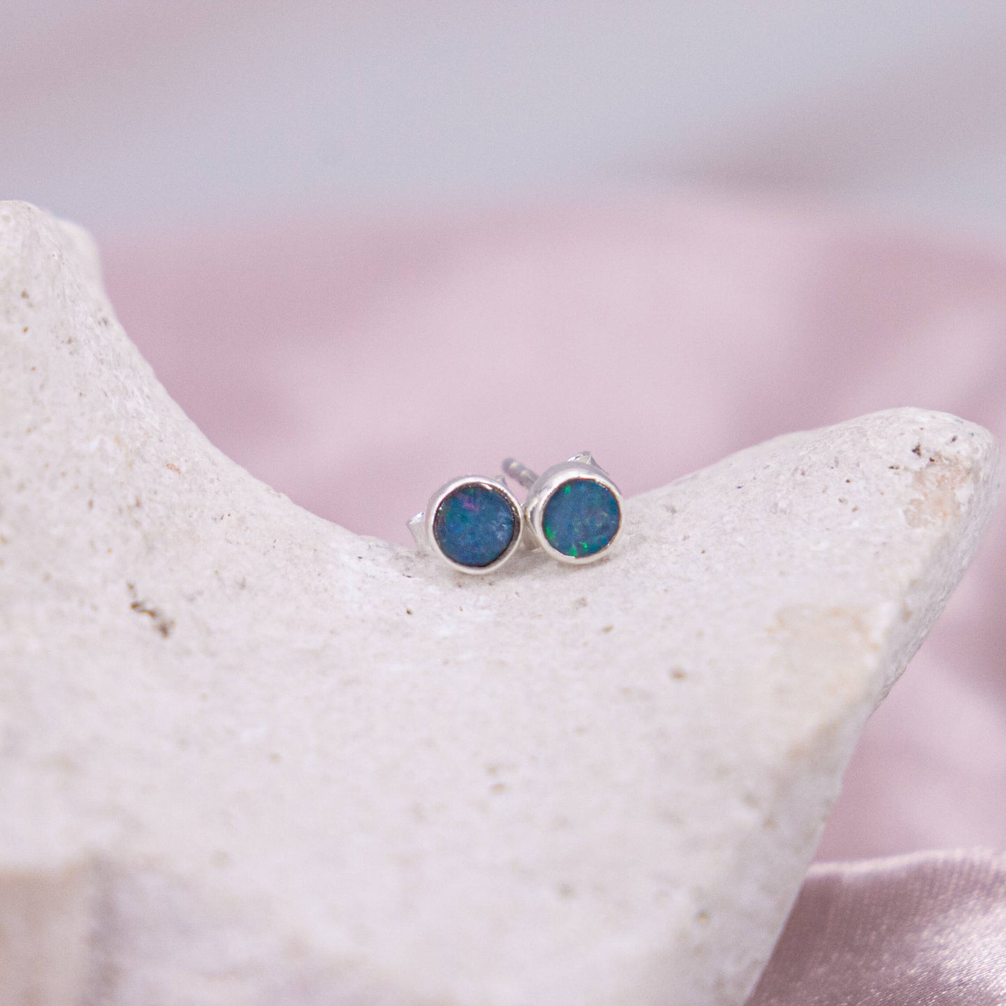 Opal Ohrstecker Blau