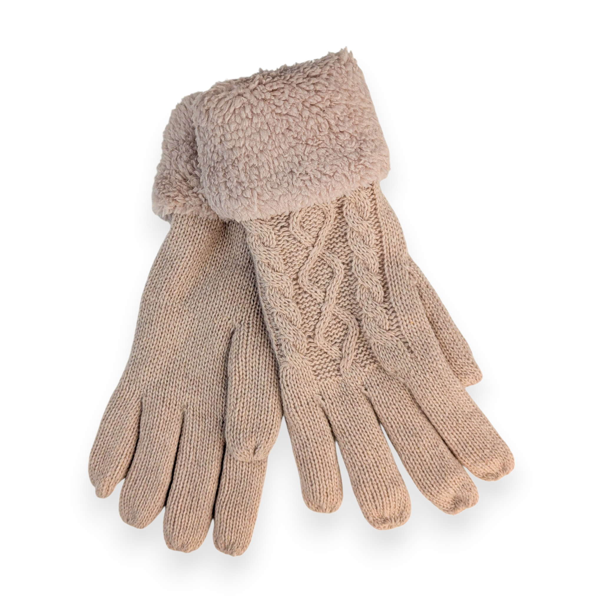 Rosa Handschuhe mit geflochtenem Muster