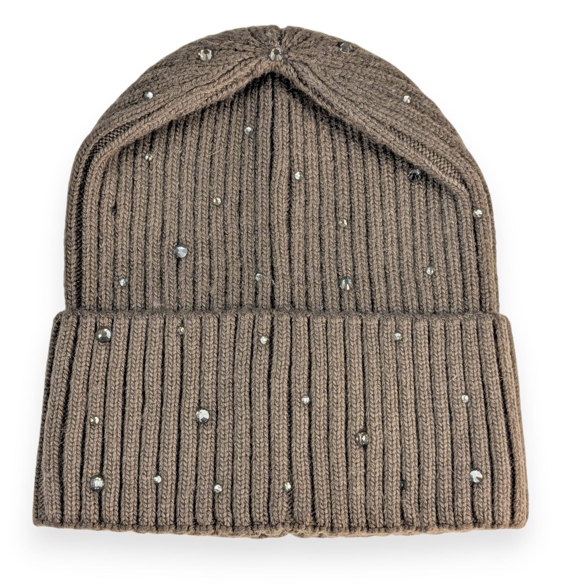 Glitzer Mütze dunkles Taupe