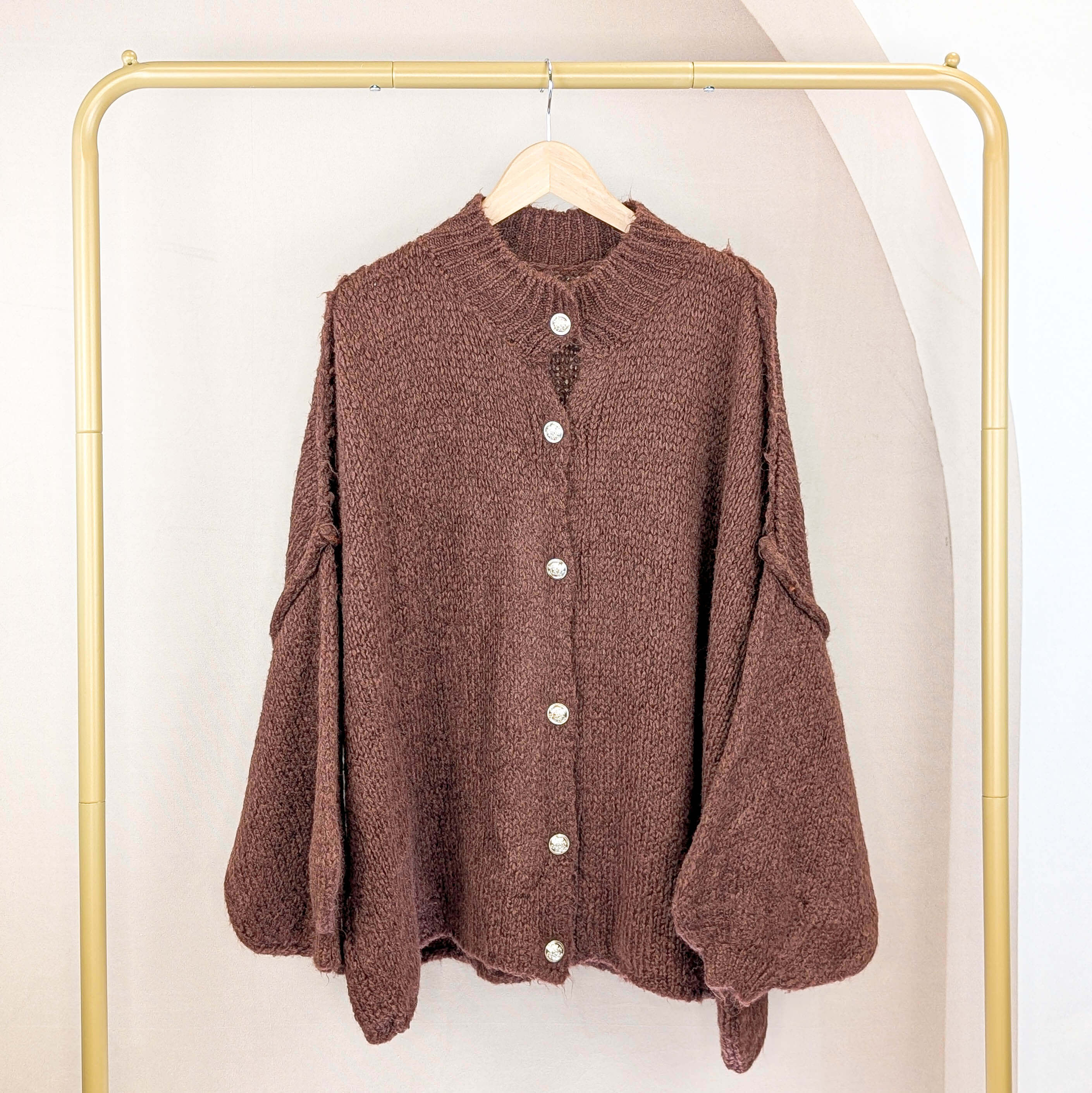 Cardigan mit Knöpfen Kastanienbraun