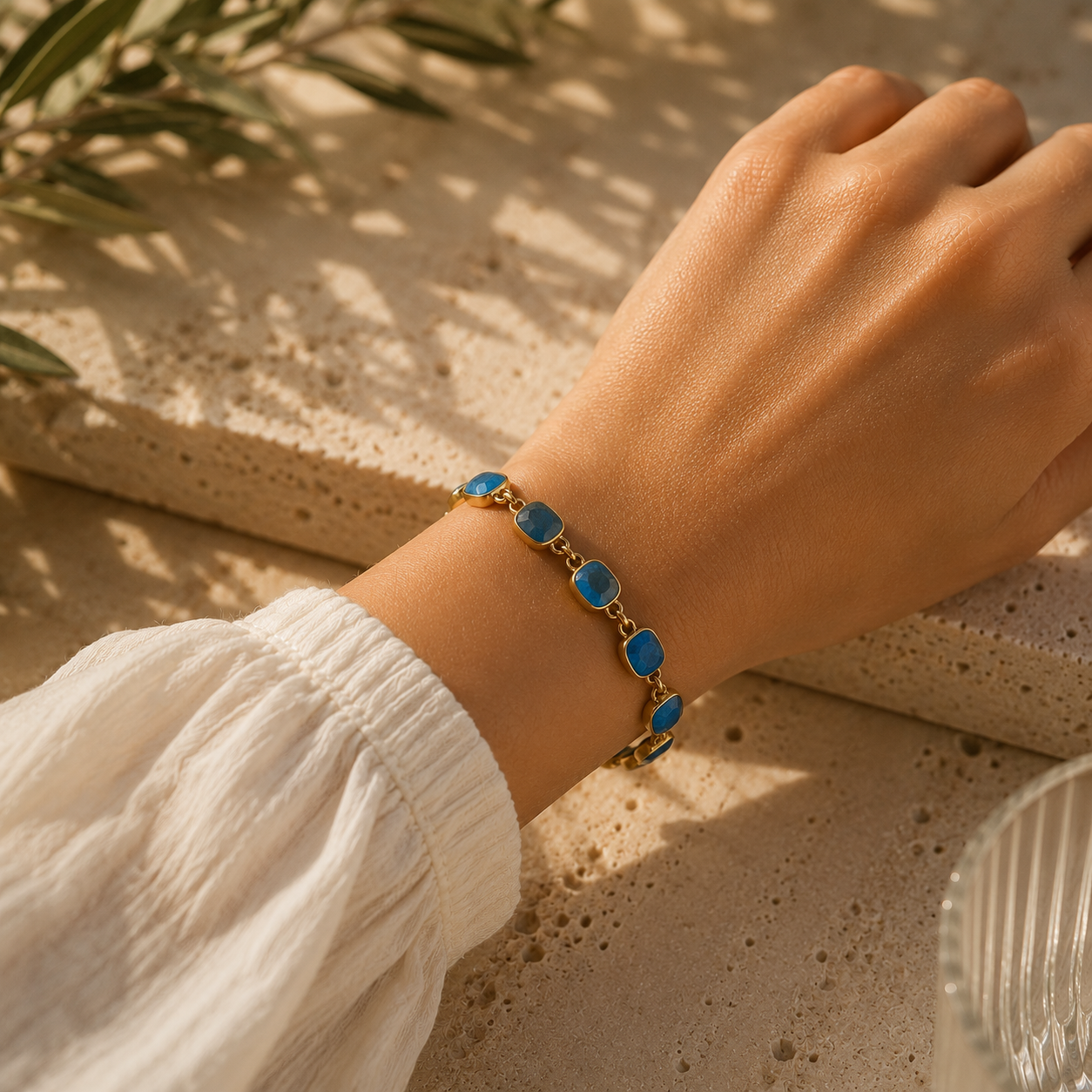 Vergoldetes Apatit Armband aus 925 Sterling Silber – Klarheit & Inspiration