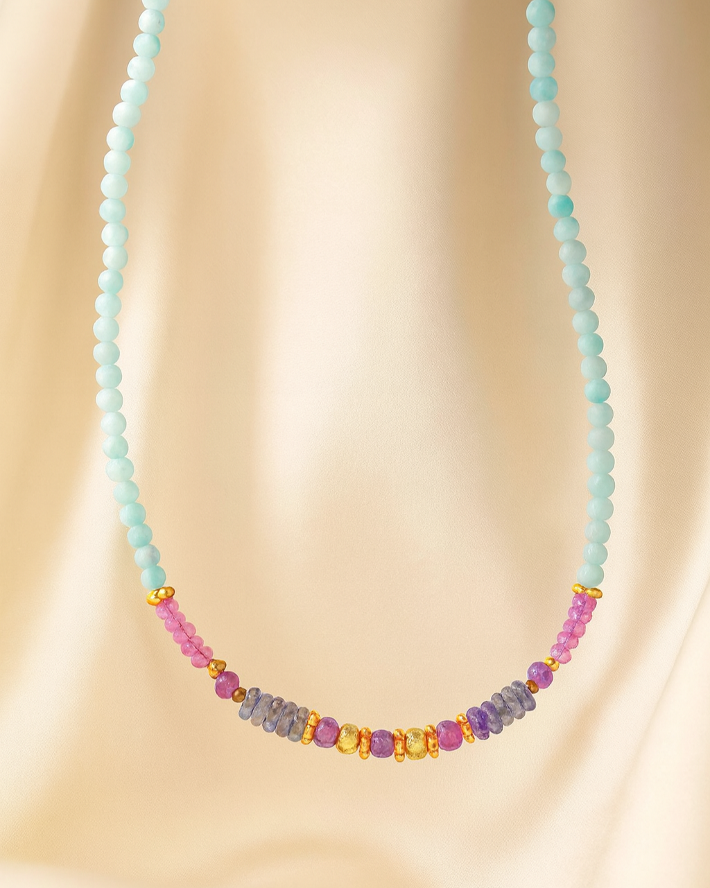 Ayve Kette – Amazonit, Amethyst, Rosa Topas & Labradorit