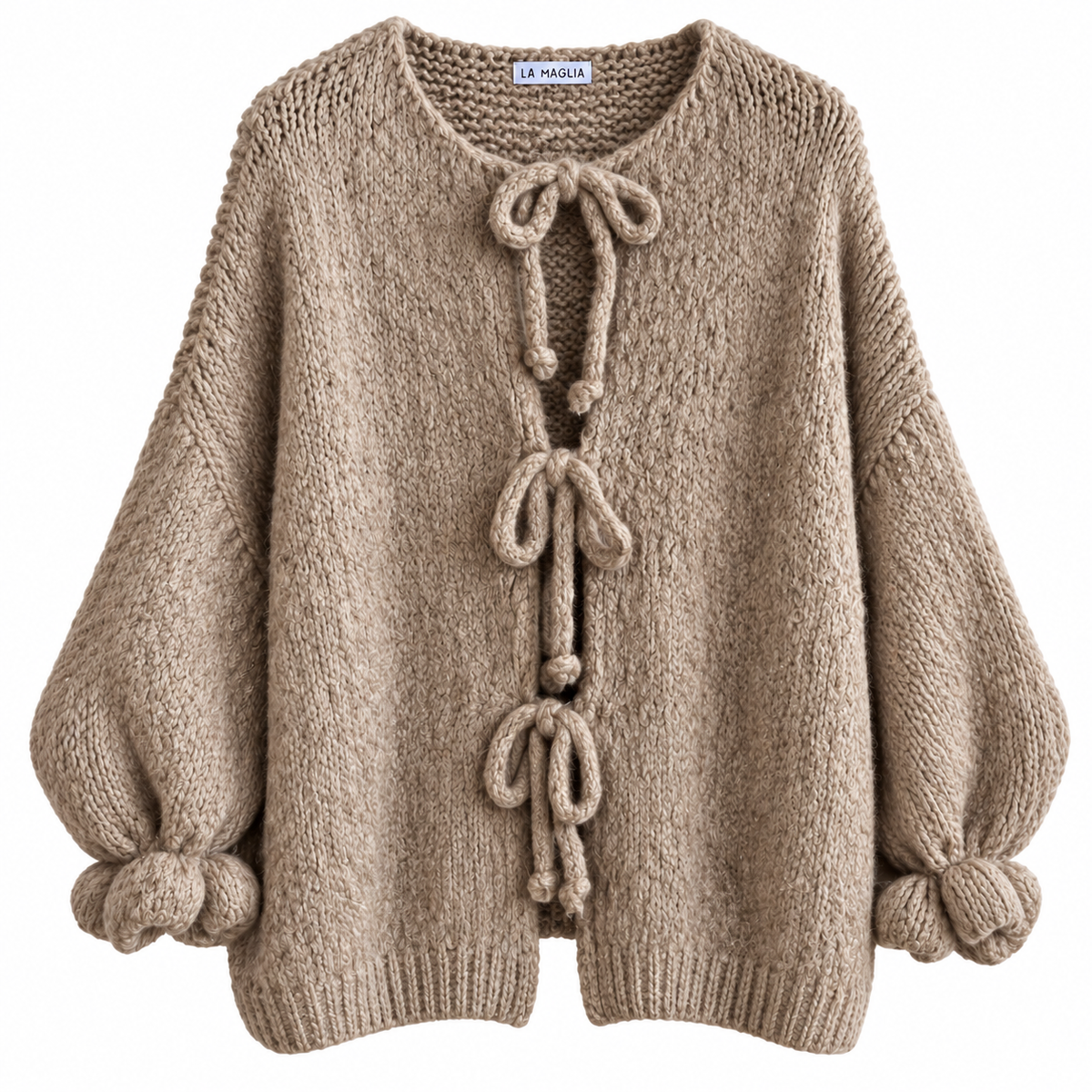 Kuscheliger Bow Cardigan – Strickjacke mit Schleifen