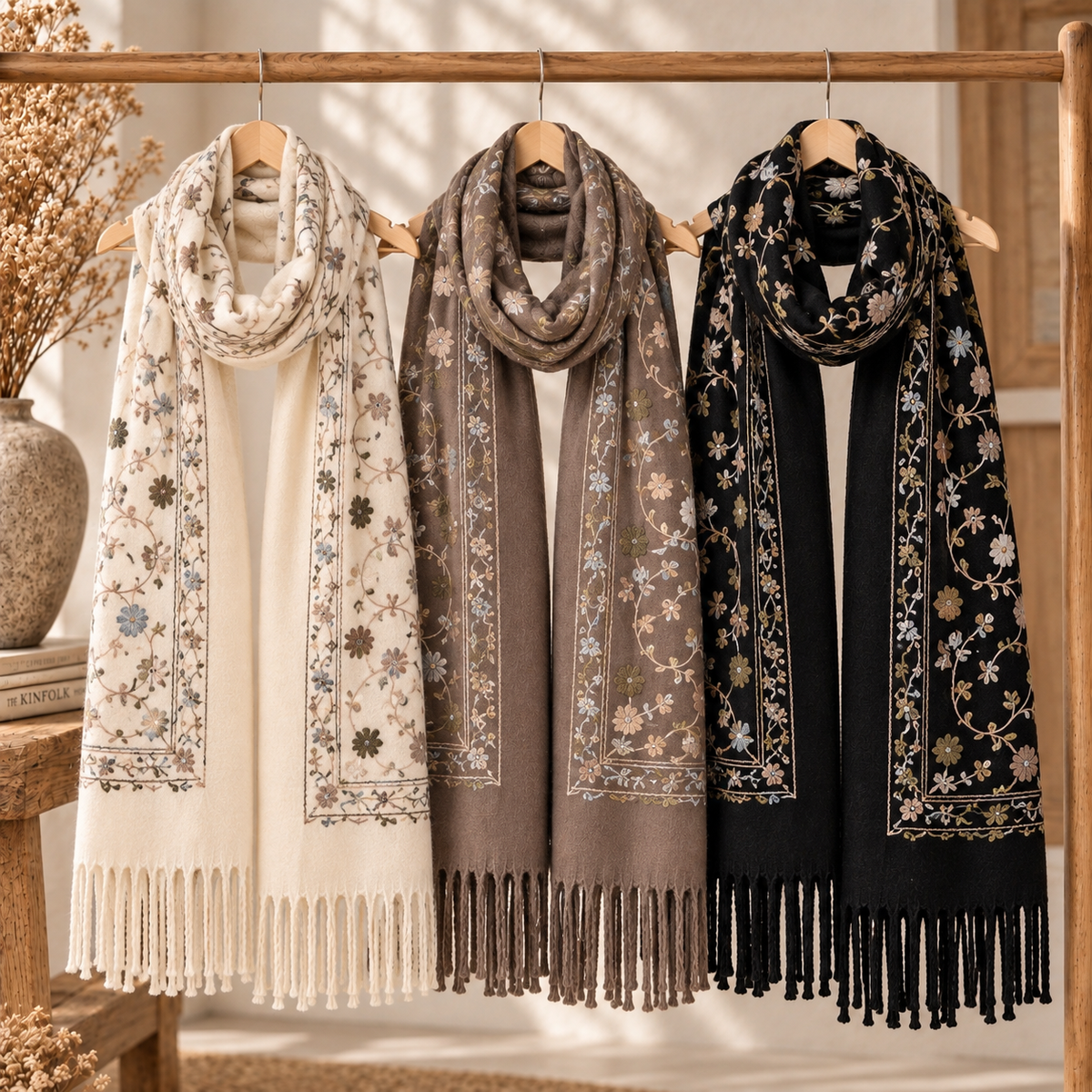Bestickter Schal – Florale Eleganz