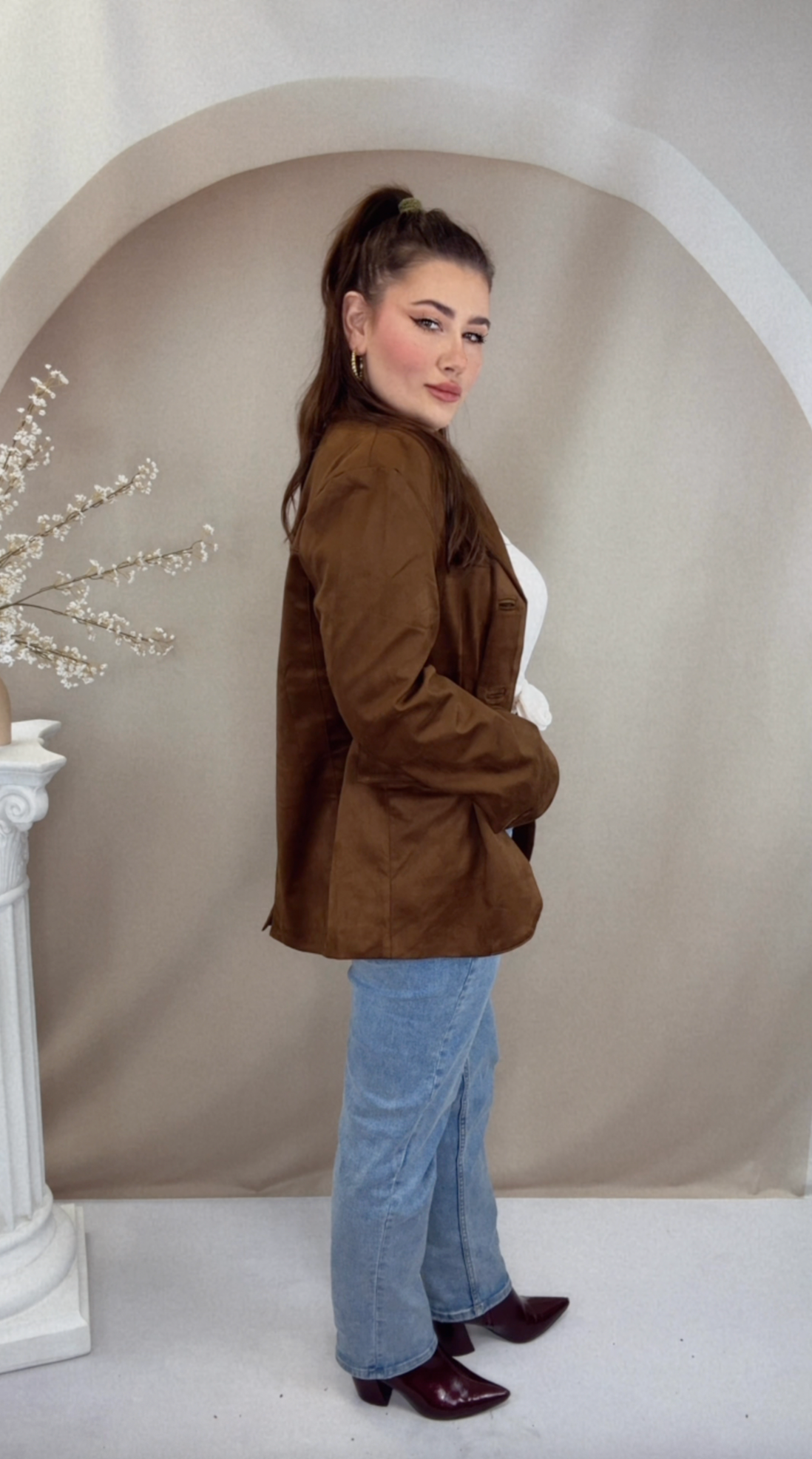 Velour Herbstblazer - Chocolate