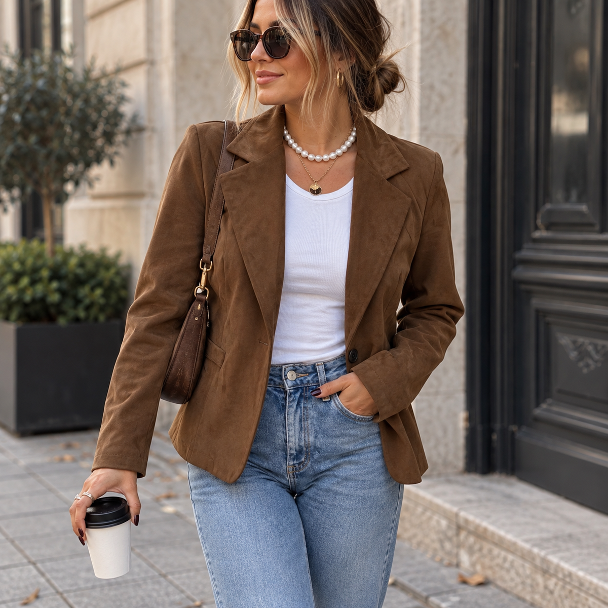 Blazer Schoko – Soft Suede Look