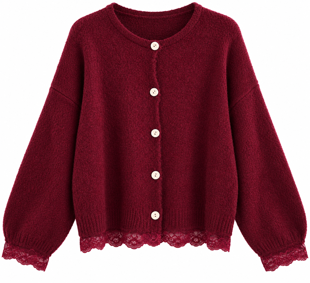 Kuschelige Strickjacke mit Spitzendetails