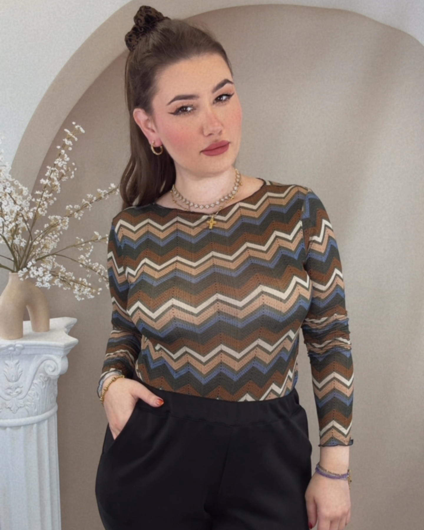 Cashmere Longsleeve - Zickzack Espresso