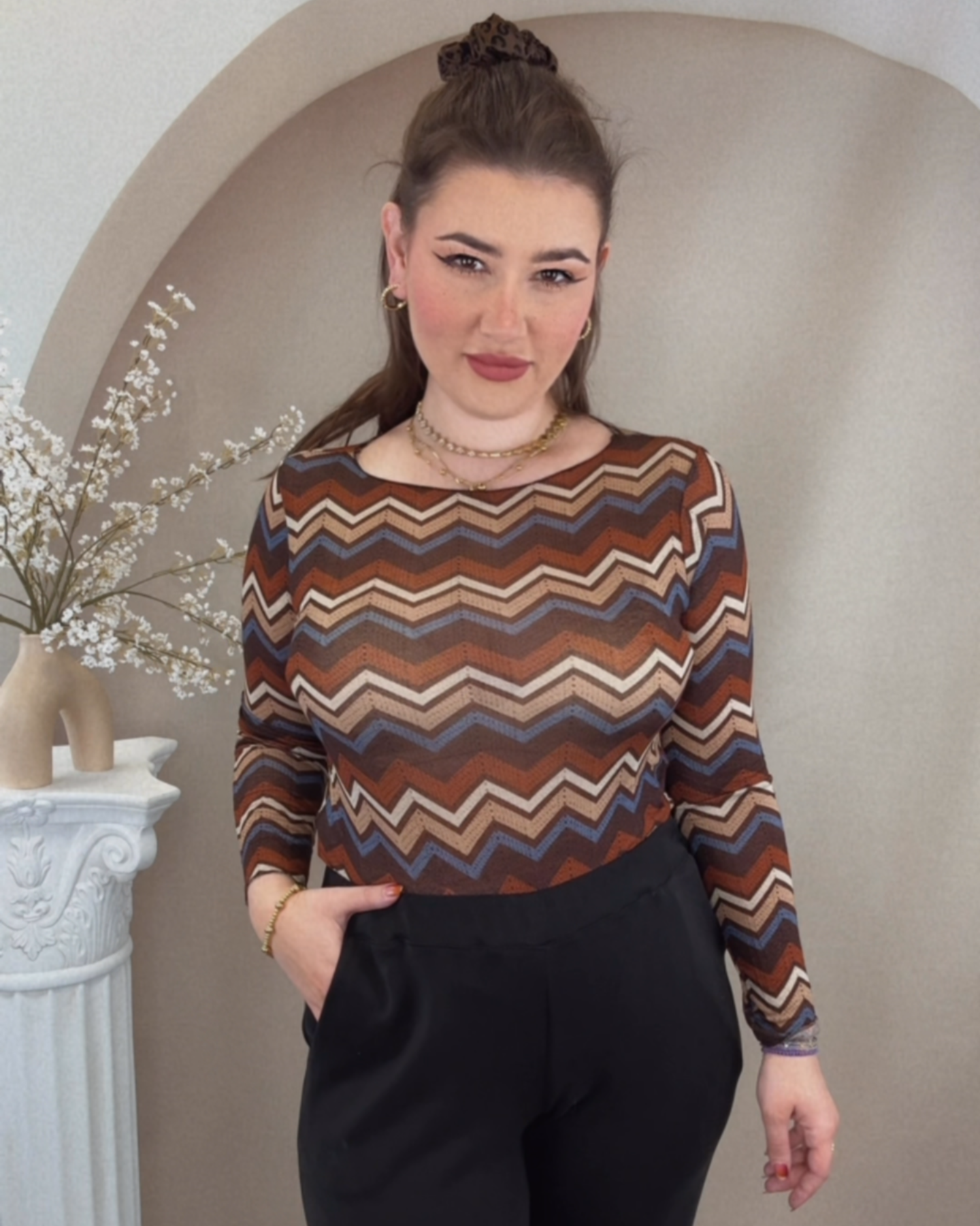 Cashmere Longsleeve - Zickzack Chocolate