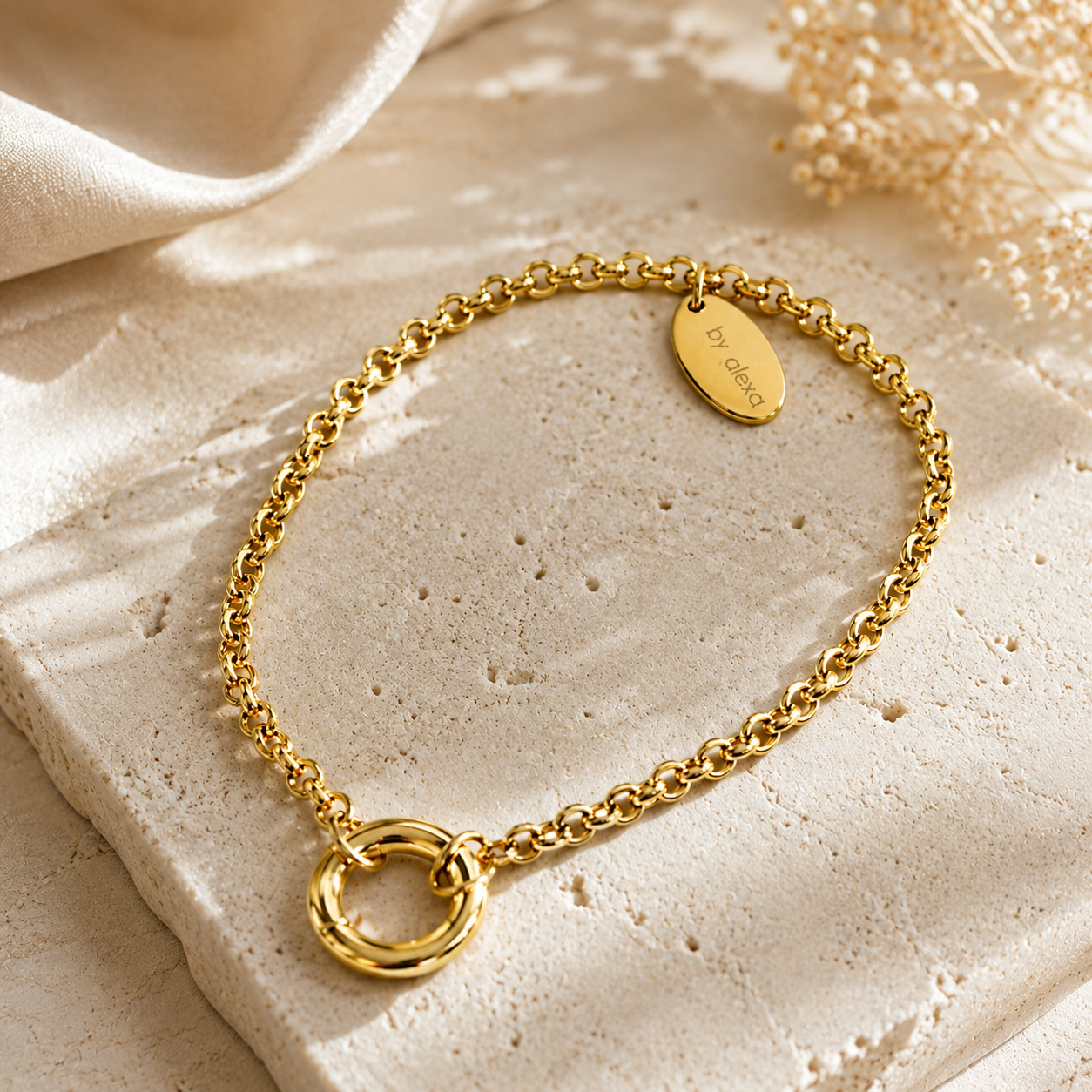 Charmarmband mit Rundkarabiner aus Edelstahl – Silber oder Gold | Mein Mantra