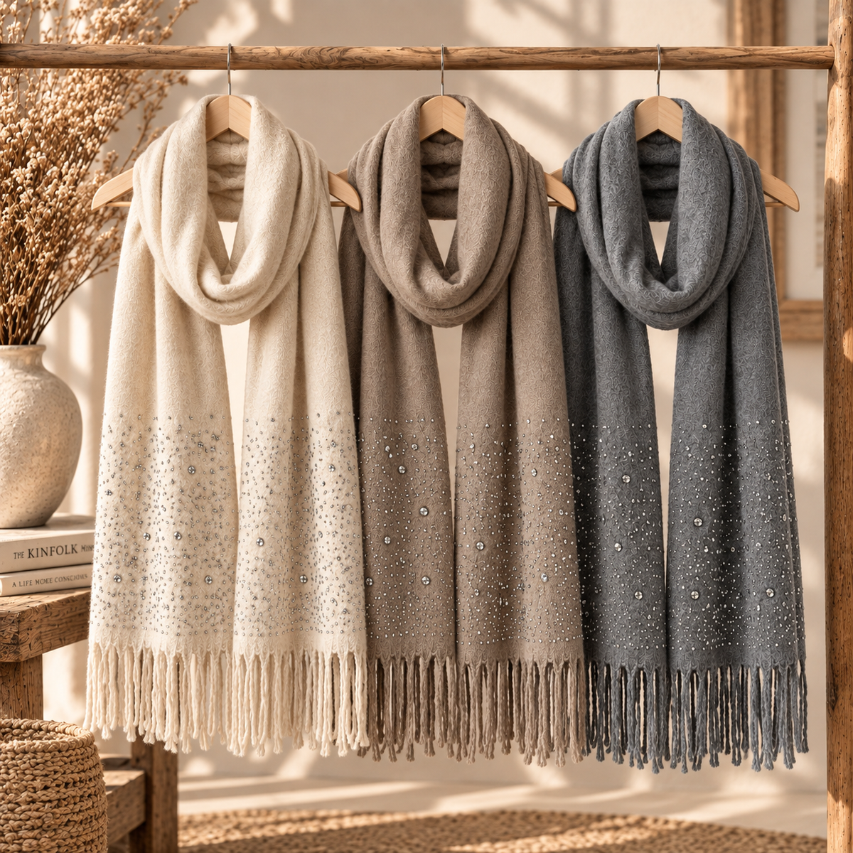 Glitzer Schal mit Strass – Kuschelig weich & elegant