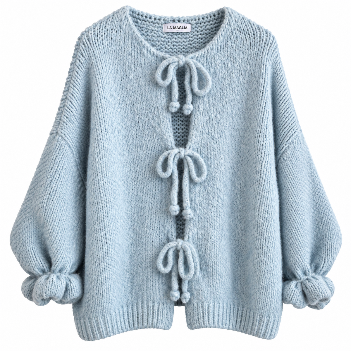 Kuscheliger Bow Cardigan – Strickjacke mit Schleifen